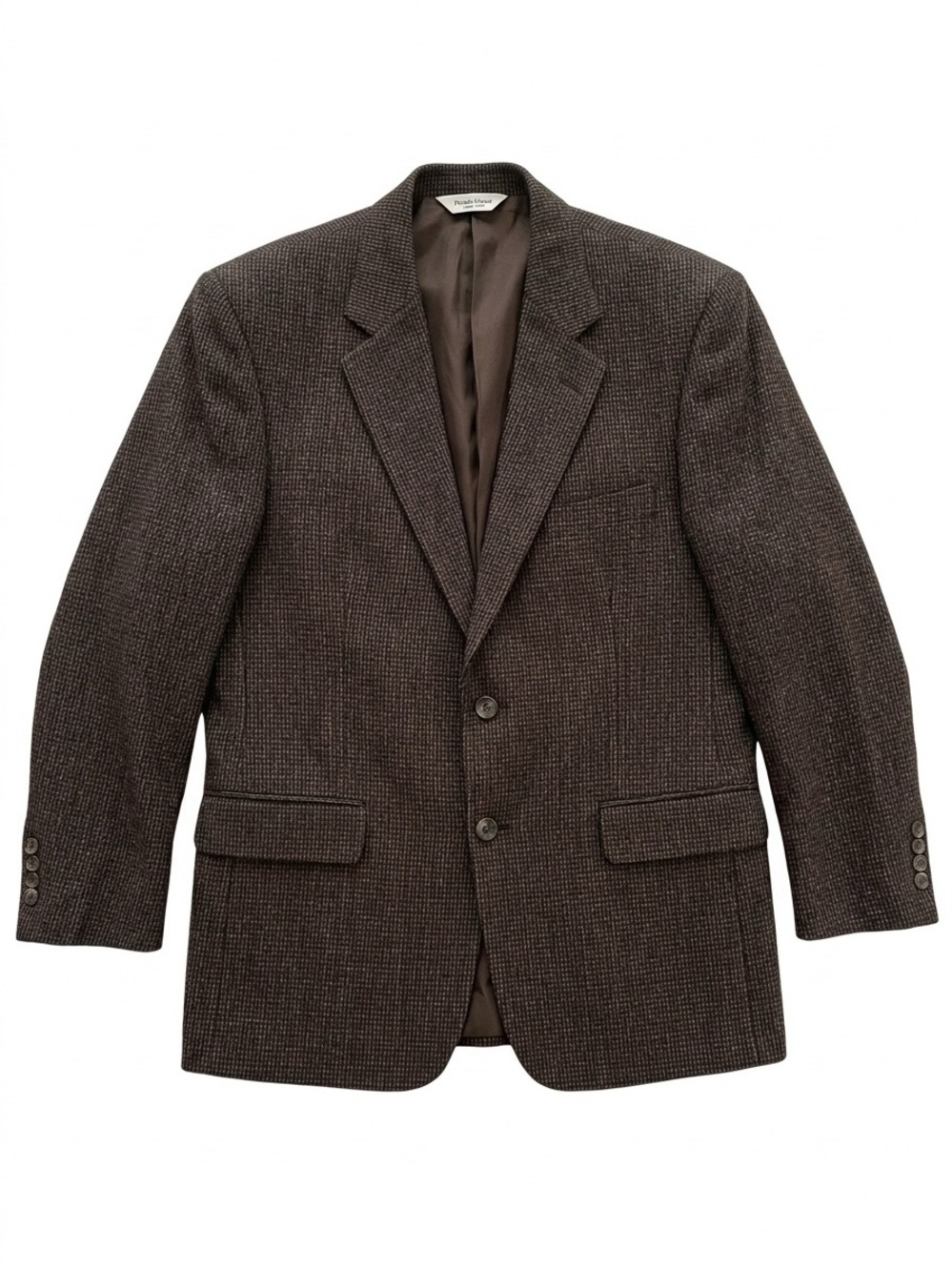 Pronto Uomo 100% Lambswool Blazer 43R Brown Tweed Sport Coat Korea Vintage